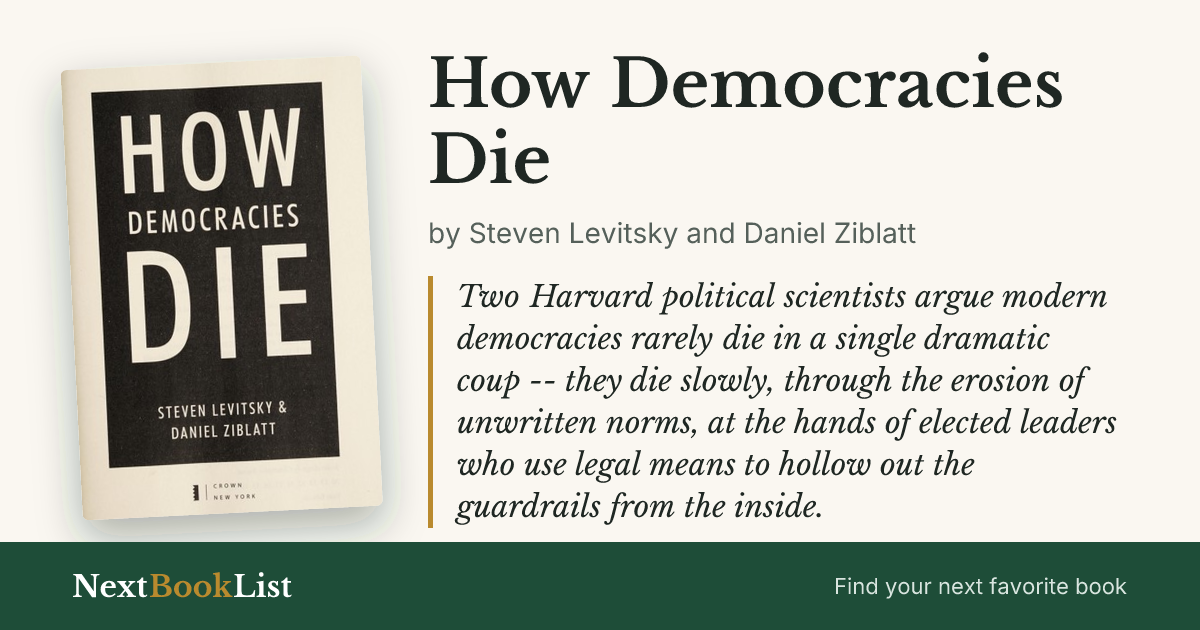 How Democracies Die by Steven Levitsky and Daniel Ziblatt: book review and summary