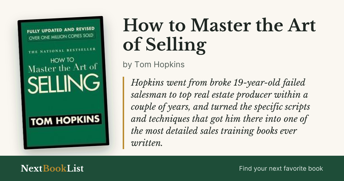 How to Master the Art of Selling by Tom Hopkins: book review and summary