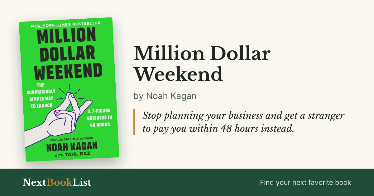 Million Dollar Weekend by Noah Kagan: book review and summary
