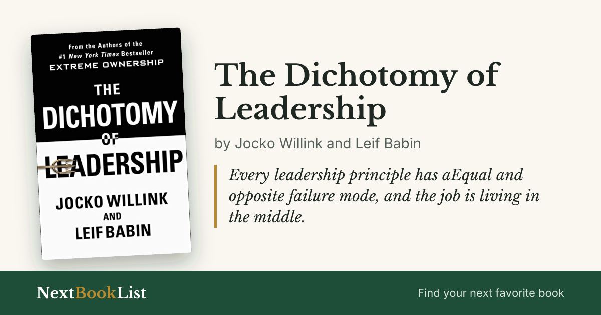 The Dichotomy of Leadership by Jocko Willink and Leif Babin: book review and summary
