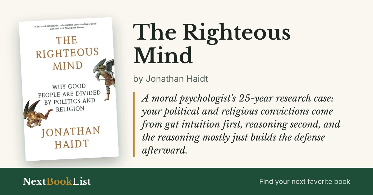 The Righteous Mind by Jonathan Haidt: book review and summary