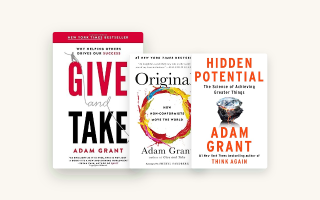 Adam Grant Books in Order: 4 Ranked by What You Need Right Now cover stack