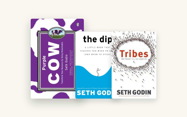 Seth Godin Books in Order: Purple Cow Through Linchpin cover stack