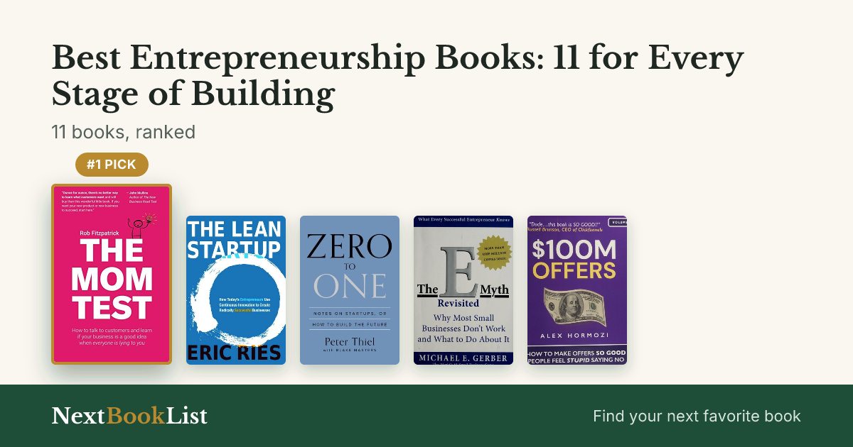 Best Entrepreneurship Books: 11 for Every Stage of Building: ranked list of 11 books