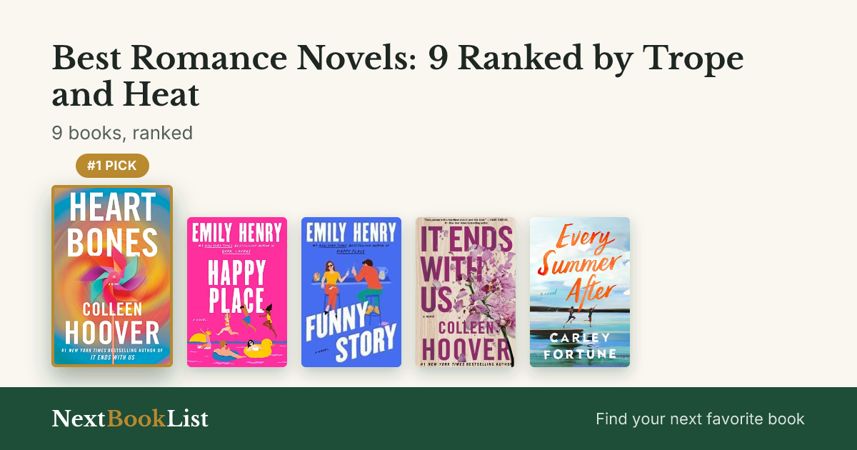 Best Romance Novels: 9 Ranked by Trope and Heat: ranked list of 9 books