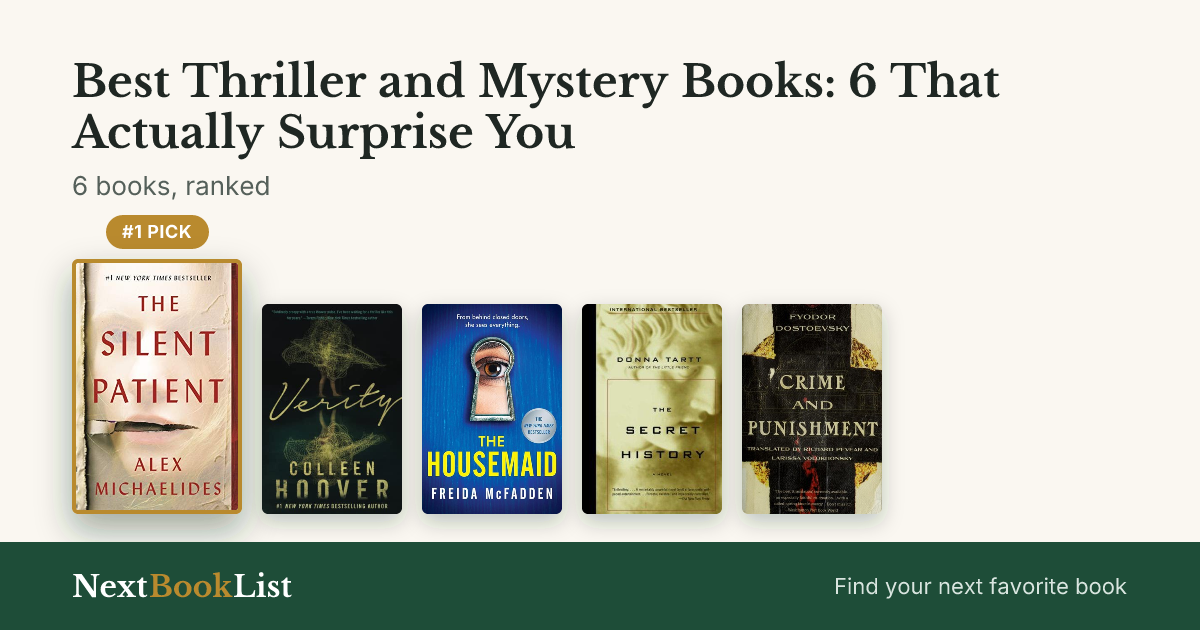 Best Thriller and Mystery Books: 6 That Actually Surprise You: ranked list of 6 books
