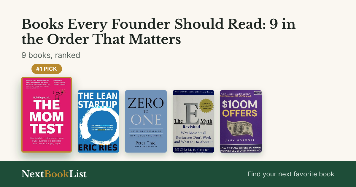 Books Every Founder Should Read: 9 in the Order That Matters: ranked list of 9 books