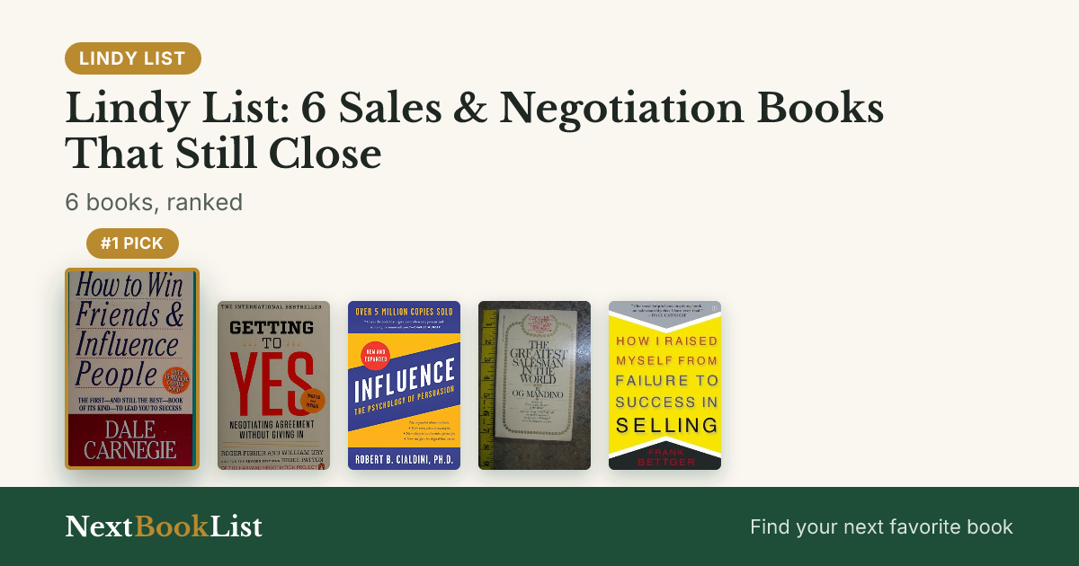 Lindy List: 6 Sales & Negotiation Books That Still Close: ranked list of 6 books