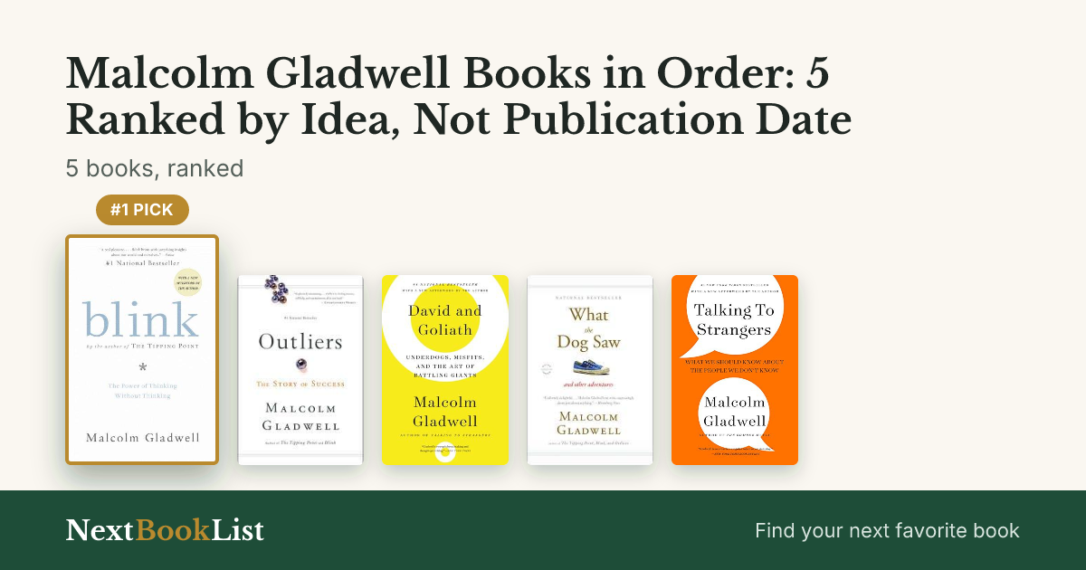 Malcolm Gladwell Books in Order: 5 Ranked by Idea, Not Publication Date: ranked list of 5 books